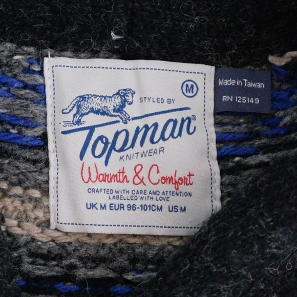 TopMan Black and Blue Knit Cardigan  ~Medium - Picture 7 of 14
